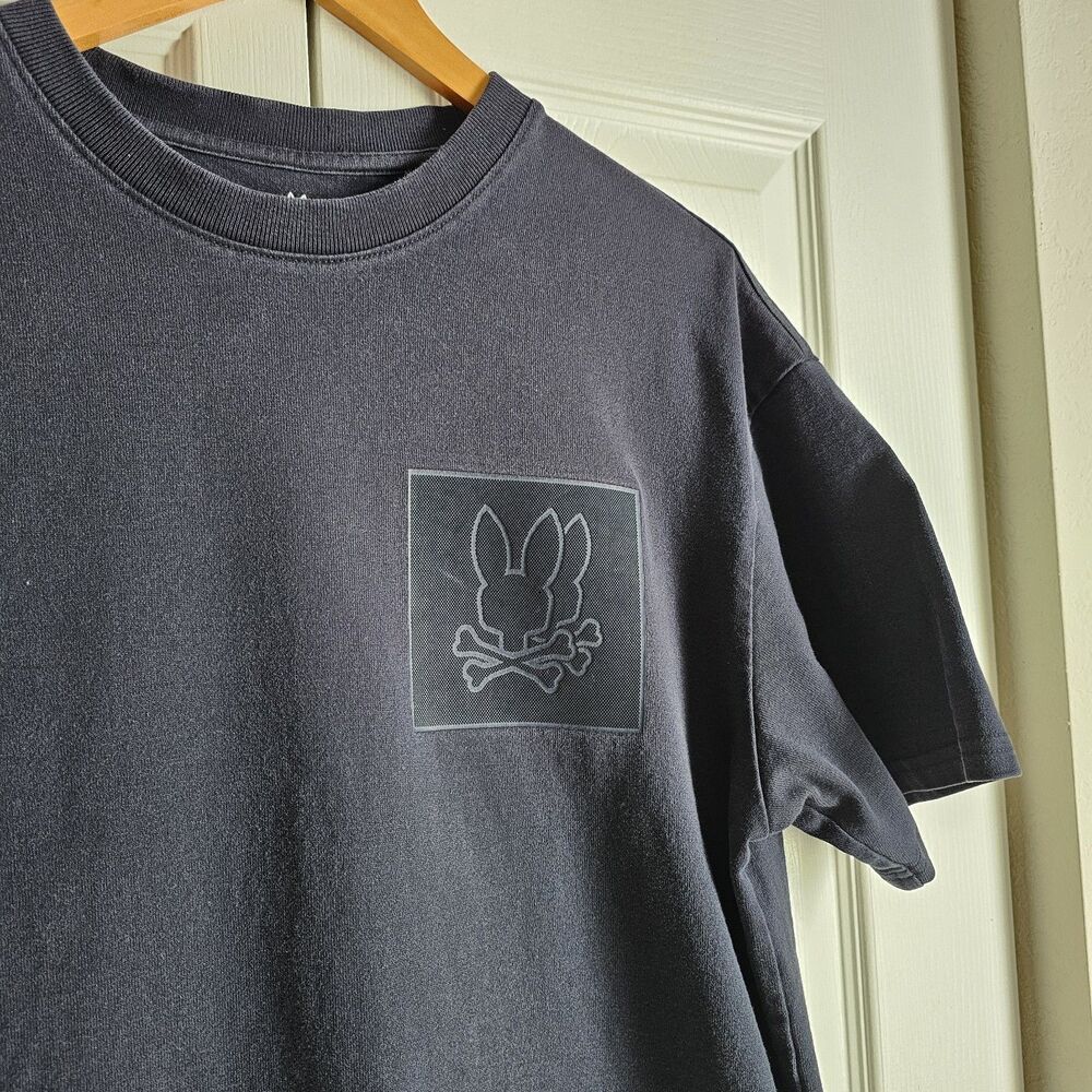 Psycho Bunny Mens Sacramento Bunny Patch Tee Black Size M-5 100% Pima Cotton